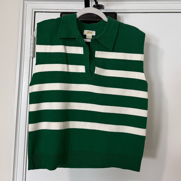 Maeve Green and White Striped Top - Picture 2 of 3